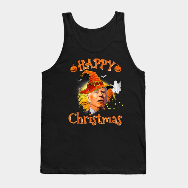 Happy Christmas Joe Biden Confused Pumpkin Halloween Spooky Tank Top by StarMa